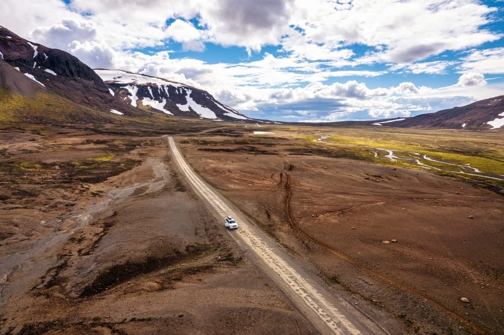 Top Iceland Car Rental Gravel Road in a Remote Area